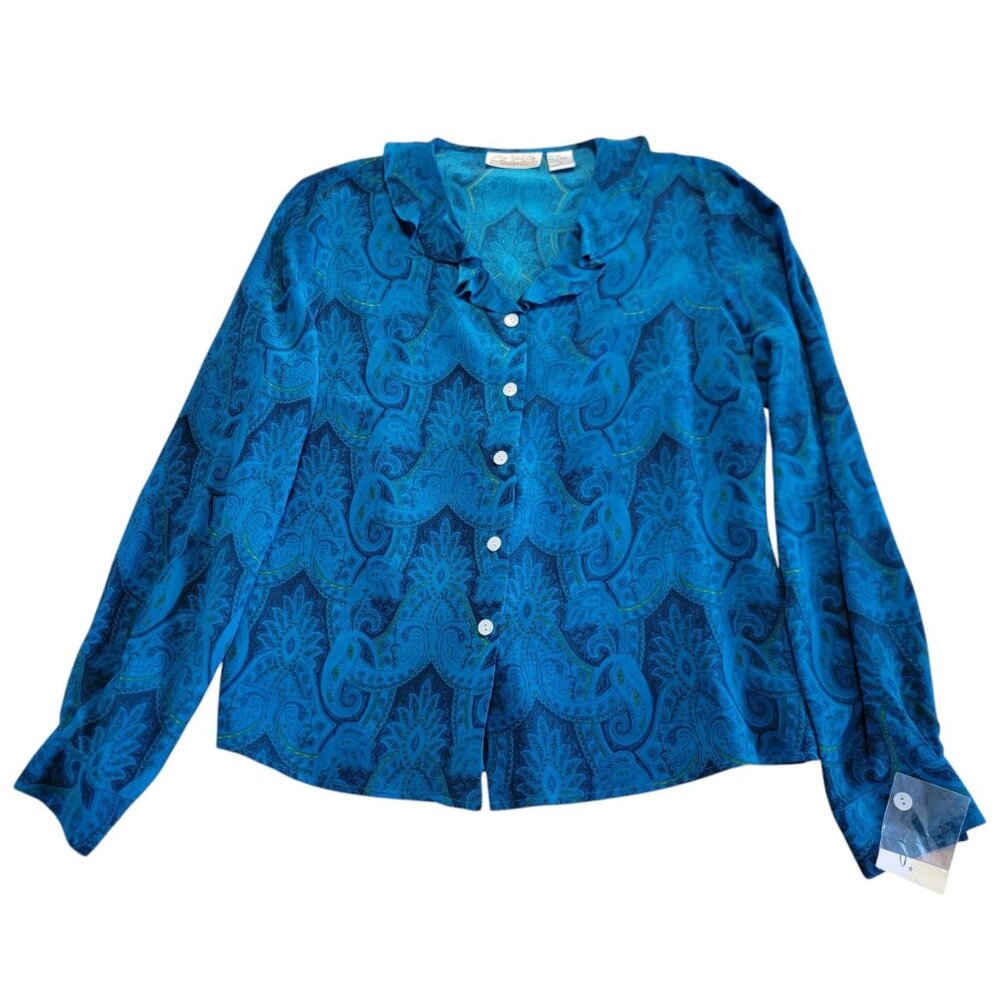 Vintage 100% Silk New York City Design Co Woman’s Blouse Size M NEW‎